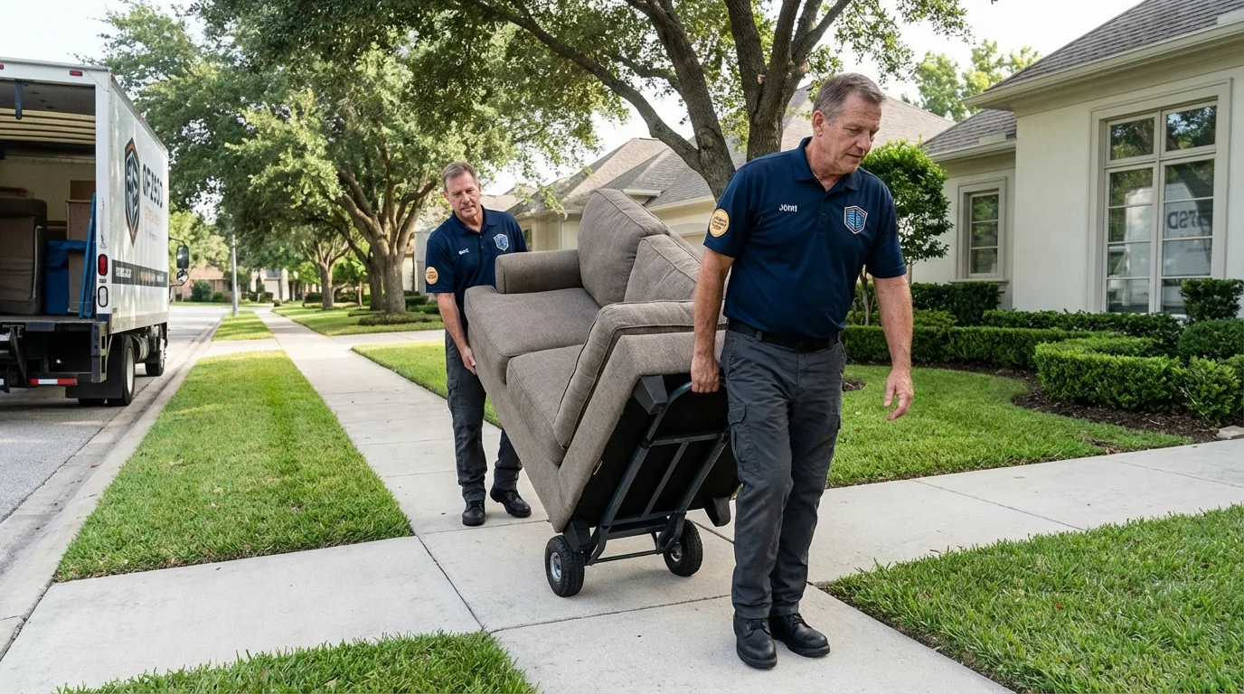Local residential moving crew loading furniture in White Haven, PA